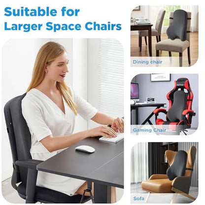 Teemour High Back Support Pillow for Office Chair, Fully Support Back Cushion - Memory Foam Lumbar Support Pillow for Office Chair, Desk, Gaming Chair, Promotes Posture Pain Relief Adjustable Straps - size: Long Back