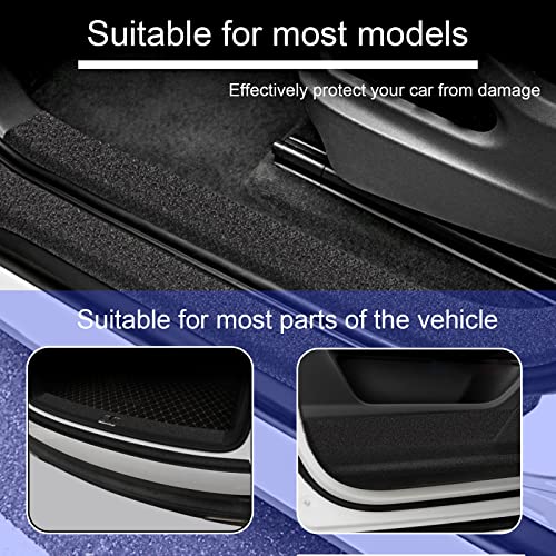 Ajxn Anti-Slip Car Door Entry Guard, 16.4FT DIY Adhesive Car Door Sill Protector, Car Paints Protector Sticker Cover Also Prevent from Scuffs, Scratches, or Damage, Textured Black (16ft x 7cm)