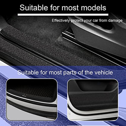 Ajxn Anti-Slip Car Door Entry Guard, 16.4FT DIY Adhesive Car Door Sill Protector, Car Paints Protector Sticker Cover Also Prevent from Scuffs, Scratches, or Damage, Textured Black (16ft x 7cm)