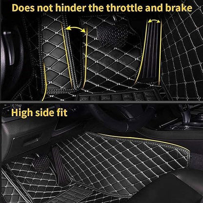 Custom Making Car Floor Mats for 96% Car Model Luxury Leather All Weather Waterproof Anti-Skid Full Coverage Liners (Black)