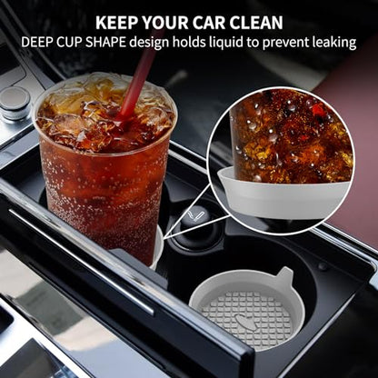 ME.FAN Car Cup Holder Coasters [4 Pack] Silicone Cups Mats, Automotive Universal Non-Slip Recessed Interior Accessories Light Grey - color: 4 Pack-light Grey