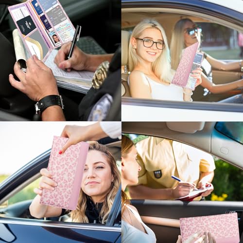 Car Registration and Insurance Holder with Magnetic Closure, Universal Document Organizer for License, Insurance Cards & Glove Box Storage (Heart-Pink) - color: Heart-Pink