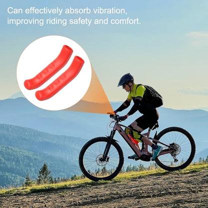 HARFINGTON 1 Pair Bike Brake Lever Cover Silicone Brake Lever Grip Protector Anti-Slip Brake Handle Protection Covers Sleeve for Mountain Road Bike Cycling, Red - color: Red