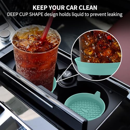 ME.FAN Car Cup Holder Coasters [4 Pack] Silicone Cups Mats, Automotive Universal Non-Slip Recessed Interior Accessories Teal Blue - color: 4pack-teal Blue