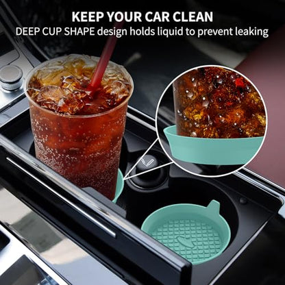ME.FAN Car Cup Holder Coasters [4 Pack] Silicone Cups Mats, Automotive Universal Non-Slip Recessed Interior Accessories Teal Blue - color: 4pack-teal Blue