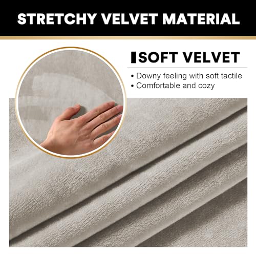 2 Pack Thick Velvet Stretch Armrest Covers for Chairs and Sofas Armchair Covers for Arms Couch Arm Covers Armrest Covers for Sofa Non Slip, Oatmeal - color: Oatmeal