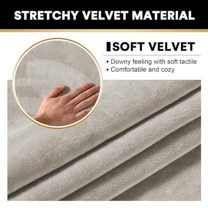 2 Pack Thick Velvet Stretch Armrest Covers for Chairs and Sofas Armchair Covers for Arms Couch Arm Covers Armrest Covers for Sofa Non Slip, Oatmeal - color: Oatmeal