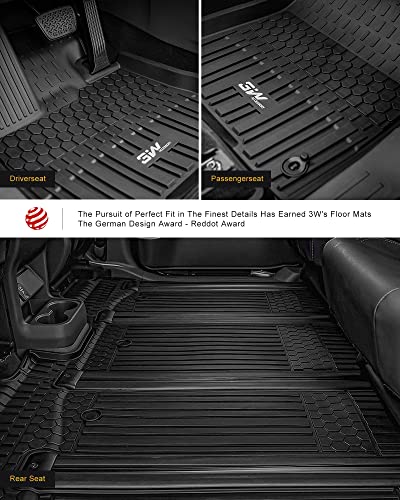 3W Floor Mats with Front Carpet Compatible for Toyota Sienna 2021-2026 7 Seat, TPE All Weather Custom Fit Floor Liner for Toyota Sienna 1st, 2nd and 3rd Row, Black (Not Fit 2025 2026 Platinum Edition) - style: 1. Sienna 7 S|21-26|Floor Mats with Carpet