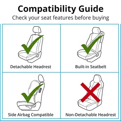 FH Group PU309102 Gray Front PU Leather Seat Cover, Set of 2 (Set Built in Seat Belt Compatible Airbag Ready) - color: Solid Gray - Low Back (Faux Leather), size: Front Set