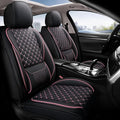 Leather Car Seat Covers,Full Coverage Seat Covers Full Set with Fix Lumber Support,Universal Automotive Seat Covers for Cars,SUVs,Trucks and Sedans (Black&Pink, Full Set) - color: Black&Pink