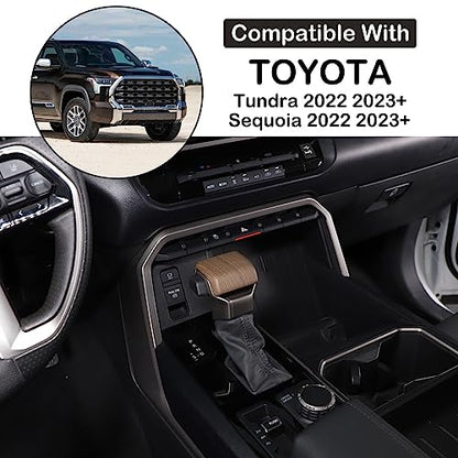 Aunginsy Car Gear Shifter Hand Brake Cover Trim Compatible with Toyota Tundra 2022+, Sequoia 2023+ & Tacoma 2024+, ABS Automatic Center Console Gear Shift Head Knob Scratch Protector Cover Accessories - color: Pear Wood Grain Pattern(A)