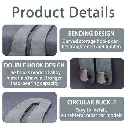 4 Pack Car Seat Headrest Hooks for Purses and Bags, Car Purse Holder With Double Metal Hooks, Headrest Back Seat Handbags Hook, Universal Car Purse Hanger, Cute Car Hanging Accessories, Grey - color: 4pcs Grey