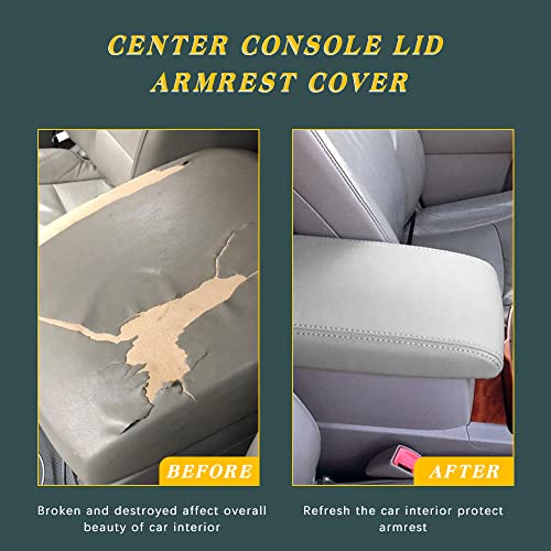 A ABIGAIL Center Console Armrest Cover Compatible with 2009 2010 2011 2012 2013 2014 2015 Honda Pilot Auto Leather Suture Console Lid Cover Replacement (Gray) - color: Gray, size: Center