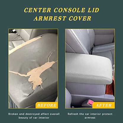 A ABIGAIL Center Console Armrest Cover Compatible with 2009 2010 2011 2012 2013 2014 2015 Honda Pilot Auto Leather Suture Console Lid Cover Replacement (Gray) - color: Gray, size: Center