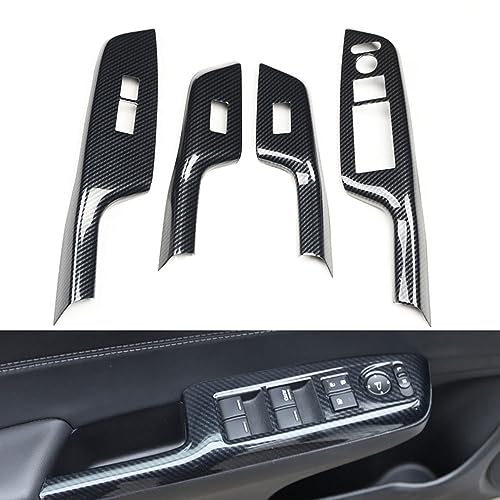 for Honda Civic 2012 2013 2014 2015 Carbon Fiber Style ABS Door Window Lift Buttons Cover Trim, Brake Handle Handbrake Cover, Air Condition Panel Cover Trim (Door Window Lift Panel Trim) - style: Door Window Lift Panel trim