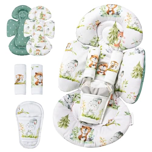 Generic Infant Car Seat Insert Compatible with Mamaroo Swing & Graco Swing and Infant Car Seat, Newborn Insert Baby Head Body Support, Reversible Design, Breathable Soft Fabric, 1Pcs - Green Woodland - color: Green Woodland