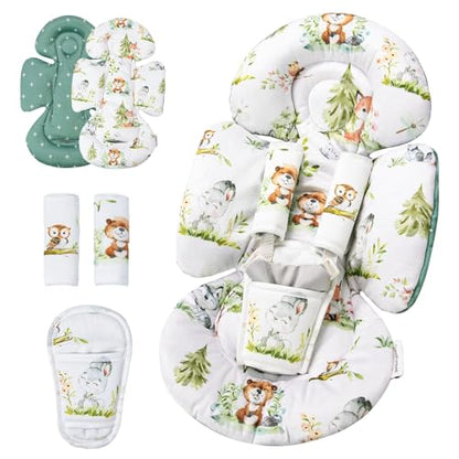 Generic Infant Car Seat Insert Compatible with Mamaroo Swing & Graco Swing and Infant Car Seat, Newborn Insert Baby Head Body Support, Reversible Design, Breathable Soft Fabric, 1Pcs - Green Woodland - color: Green Woodland