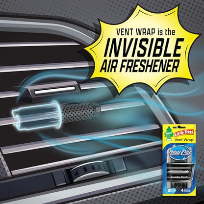 LITTLE TREES Car Air Freshener | Vent Wrap Provides Long Lasting Scent, Invisibly Fresh | 16 Air Fresheners | Black Ice - color: Black Ice, size: 4 Count (Pack of 1)