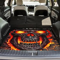 Universal Car Trunk Mat 29" x 39", Skull Flame Design All Weather Trunk Protection Cargo Liner, Durable Cargo Mat Rear Trunk Liner, Stylish Vehicle Interior Accessories Suitable for Most Car Models - color: Skull Flame Design