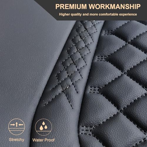 Front Car Seat Covers for Land Rover,Leather Waterproof Seat Protector Custom Fit Land Rover Defender Discovery Range Rover Evoque Sport Velar,2 Pack,Black - color: Black