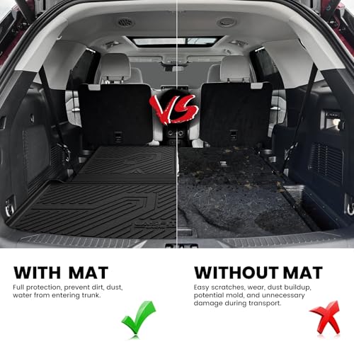 LASFIT Cargo Mat for Ford Explorer 2020-2025 2026 Trunk & Backrest Liner, Custom Fit All Weather Protector Split Design Easy Installation Trunk with Seatback Mat Accessories, 1pc Black