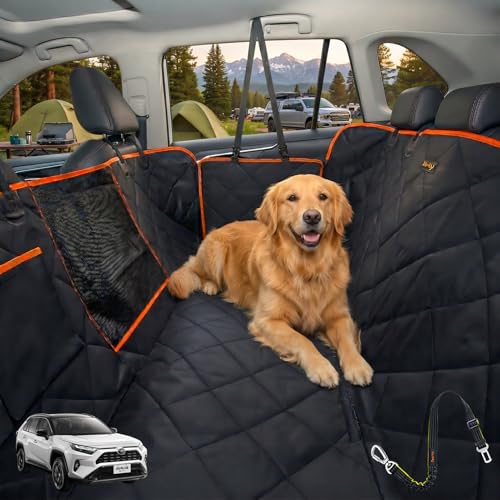 Luxury Dog Car Seat Cover for Back Seat Breathable Mesh Window Dog Hammock for Car 4-Layer Heavy Duty Waterproof Pet Seat Protector Scratch-Proof Car Seat Cover Perfect for Family Road Trips - color: BLACK, size: Standard