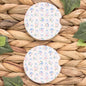 Car Coasters Set of 2, 2.6x2.6 Inch – Absorbent Cup Holder Coasters with Pastel Floral & Blue Bow Pattern – Cute Coquette Car Cup Coasters for Women - color: Blue
