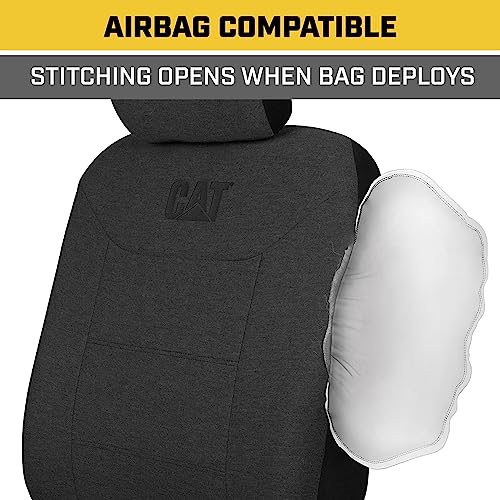 Cat CozyBlend Car Seat Covers, Charcoal Heather - Premium Jersey Fabric Seat Covers for Cars Trucks SUV, Breathable Cotton Car Seat Covers Front Seats Only, Universal Fit Automotive Interior Covers - color: Charcoal Gray