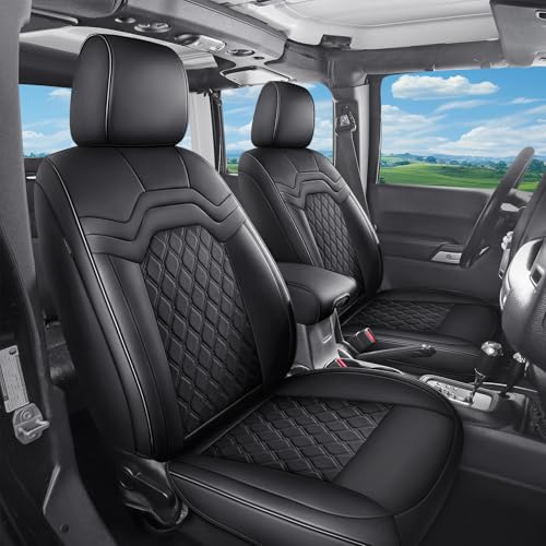 Huidasource Tacoma Front Seat Covers Black, Full Coverage Leather Car Seat Cushion Cover Fit for Toyota Tacoma 2016-2023 SR, SR5, Limited, TRD Pro, TRD Sport, TRD Off-Road All Cab Front Row - color: Front Pair/Black, size: 3rd Gen Tacoma 2016-2023 Crew Ca