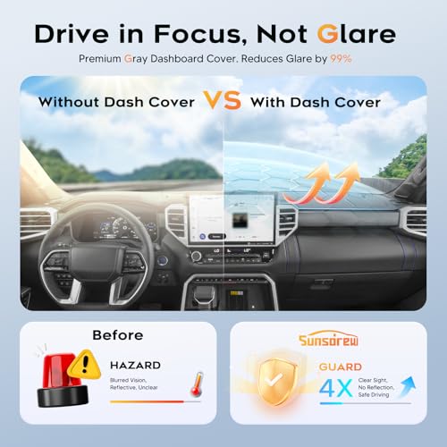 Upgraded Gray Dashboard Cover for 2022-2026 Toyota Tundra Accessories,Custom Fit Dash Cover Mat Carpet Sunshade Pad UV Protection Anti-Glare Non-Slip【Sensor Friendly】 - size: 22+Tundra Dash Cover(Gray)