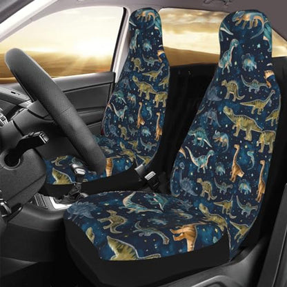 Dinosaur Pattern Front Seat Covers 2 Pack, Vehicle Seat Protector Car Mat Covers, Fit Most Bucket Seats - color: Dinosaur Pattern