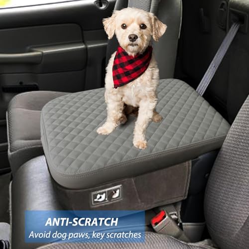 Zxiaochun Center Console Cover Compatible with 2002 2003 2004 2005-2012 Dodge Ram 1500 2500 3500 Jump Seat Console, Armrest Lid Leather Protective Covering (Gray) - color: Gray Leather
