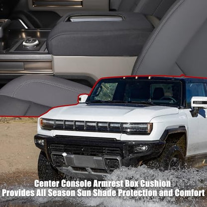 Center Console Lid Fabric Armrest Box Cover Compatible with Hummer EV 2022-2026 SUV/SUT Car Armrest Storage Box Cover Protector Pad Interior Accessories