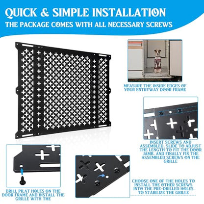 Gisafai 20 Inch High Adjustable RV Door Screen Protector Adjusts from 21''- 31.5'' Aluminum RV Screen Door Protector for Dog Grille Alloy Defender, Black - size: 20 Inch High, style: Classic