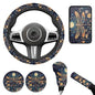 Dragonfly Print Car Steering Wheel Cover Sets for Women Moon Flower Auto Interior Accessories Cup Holder Armrest Pad Seatbelt Cushion Fit Vans Trucks,SUV - color: Dragonfly print