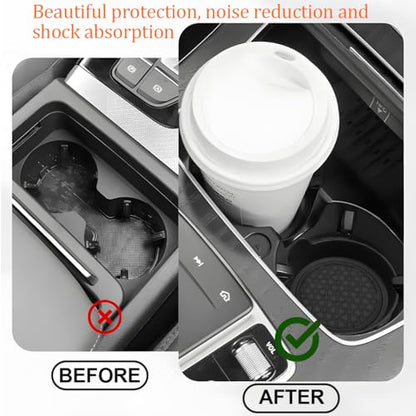 2PCS Car Cup Holder Coaster, Silicone Non-Slip Vehicle Cup Recessed Mats, Waterproof ＆ Sift-Proof Automotive Interior Insulation Drink Insert Pads, Universal Fit (Black) - color: Black