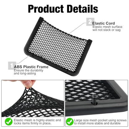 ABS Plastic Frame Automotive Cargo Nets Car Net Pocket Phone Car Mesh Net Holder RV Storage Boat Cargo Pocket Organizer Framed Mesh Net Pocket with Screws for Auto RV Net(2, 12 x 7.9 Inch) - size: 12 x 7.9 Inch