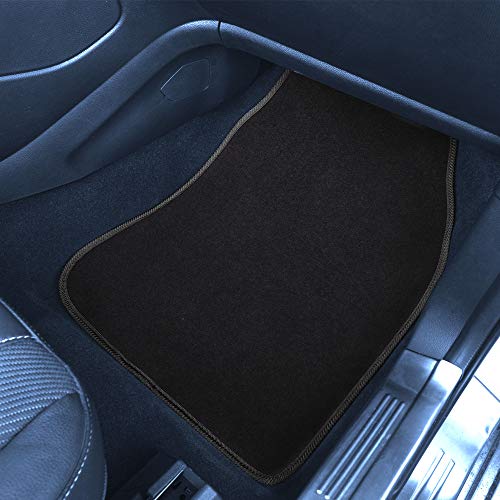 FH Group Color-Trimmed Non-Slip Carpet Car Floor Mats with Rubber Heel Pad – Universal Fit for Sedan, SUV & Truck – Full Set Black - color: BLACK