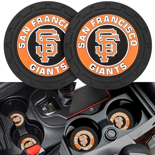 2PCS Car Cup Holder Coaster,Auto Cup Holder Insert Coaster for San Francisco Giants Baseball Fans, Non-Slip Car Drink Holder Mat, Interior Accessories, SF Giants - color: For Gian