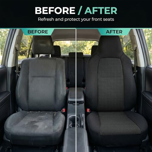 FH Group Car Seat Covers High Back Classic Cloth Front Pair Set with Gift, Easy to Install - Universal Fit for Cars, Trucks & SUVs (Black) FB102102 - color: Black, size: Front Set