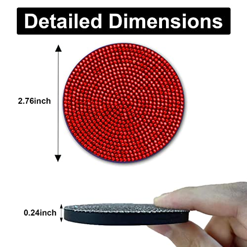 Bling Cup Holder Insert Coaster- 2.75 inch Silicone Anti-Slip Shockproof, Universal Fashion Car Interior Accessories for Women (Red, 2 PCS)