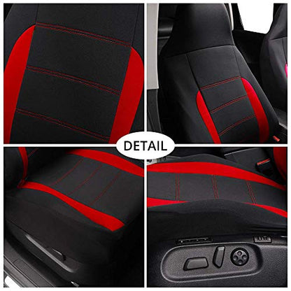 AUTOYOUTH Auto Car Front Seat Covers Bucket Seat Cover Automotive Universal Fit for Car Auto Parts Airbag Compatible- Red - color: Red