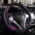 Leather Car Steering Wheel Cover, Non-Slip Car Wheel Cover Protector Breathable Microfiber Leather Universal Fit for Most Cars (Purple-2) - color: Purple-2