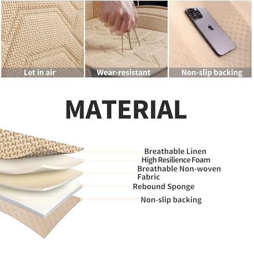 Linen Car Seat Covers Breathable Cloth Fabric Front Seat Protectors Automotive seat Covers Universal Fit for Most Cars Vans SUVs and Trucks（Beige，2PCS） - color: BEIGE