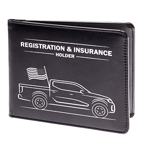 CANOPUS Car Registration & Insurance Holder with Magnetic Closure, Vehicle Document Organizer, Auto Glove Box Wallet, Includes 2 EZ Pass Strip Sets – Truck - color: Black, size: Truck