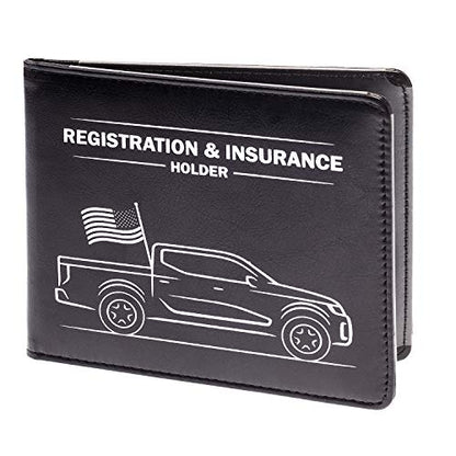 CANOPUS Car Registration & Insurance Holder with Magnetic Closure, Vehicle Document Organizer, Auto Glove Box Wallet, Includes 2 EZ Pass Strip Sets – Truck - color: Black, size: Truck