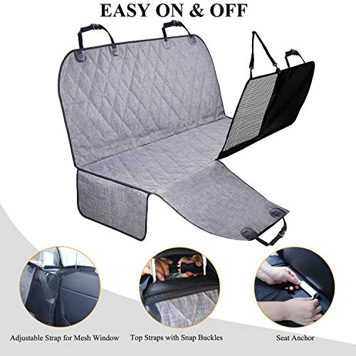 VIVAGLORY Dog Seat Cover Easyhammock Dog Hammock, Seat Cover for Car, Back Backseat Split Hair Resistant Protector for Pet, Standard, Heather Black - color: Heather Black, size: Standard (width 52")