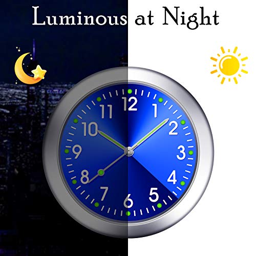 2 Pieces Stick on Dashboard Car Clock Mini Tiny Small Luminous Disposable Car Vent Clocks Watch for Dashboard Boat Bike Home(Black, Blue) - color: Black, Blue