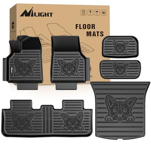 Nilight TPE Floor Mats & Cargo Mats Set for Tesla Model Y (5 Seat only) 2021 2022 2023 2024 2025 All Weather Custom Fit Heavy Duty Floor Liners - color: 2021-2025 Tesla Model Y 5 Seat Set