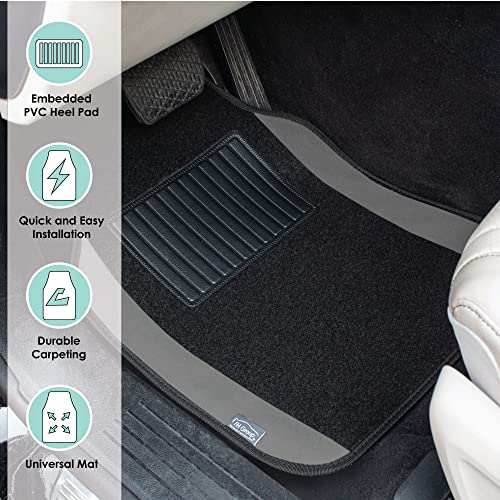 FH Group Automotive Floor Mats – Universal Fit Premium Carpet Car Mats with Driver Heel Pad, Full Set for Cars, SUVs & Trucks - Gray - color: Gray